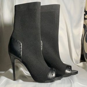 Black Heeled Open Toe Boot